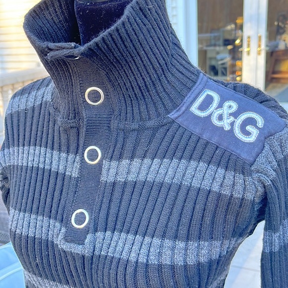 D&G Dolce and Gabbana ribbed turtleneck wool blend sweater made in Italy - Picture 6 of 12